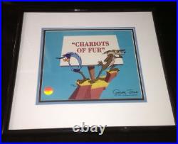 Warner Bros Cel Chuck Jones Signed Road Runner Chariots Of Fur Animation Art Warner Bros Cel Chuck Jones Signed Road Runner Chariots Of Fur Animation Art