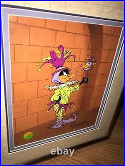 Warner Bros Cel Daffy Duck Chuck Jones Signed Rude Jester Animation Art Cell