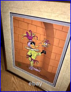 Warner Bros Cel Daffy Duck Chuck Jones Signed Rude Jester Animation Art Cell