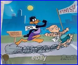 Warner Bros Cel Daffy Duck Porky Pig Sausage Factory Chuck Jones Signed Edition
