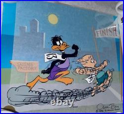 Warner Bros Cel Daffy Duck Porky Pig Sausage Factory Chuck Jones Signed Edition
