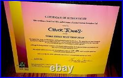 Warner Bros Cel Duck Daffy Porky Pig Shake Hands With Friar Chuck Jones Signed
