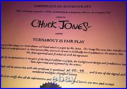 Warner Bros Cel Road Runner Coyote Turnabout Is Fair Play Signed Chuck Jones AP