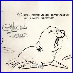 Warner Bros Chuck Jones Signed 11 x 17 Inch Original Production Drawing