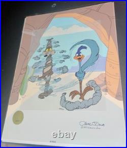 Warner Bros Chuck Jones Signed Road Runner Cel Turnabout Is Fair Play AP Proof Warner Bros Chuck Jones Signed Road Runner Cel Turnabout Is Fair Play AP Proof
