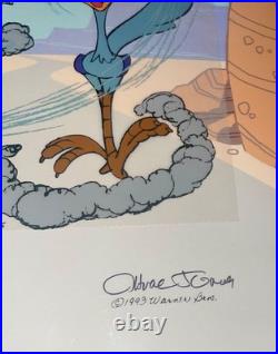 Warner Bros Chuck Jones Signed Road Runner Cel Turnabout Is Fair Play AP Proof Warner Bros Chuck Jones Signed Road Runner Cel Turnabout Is Fair Play AP Proof