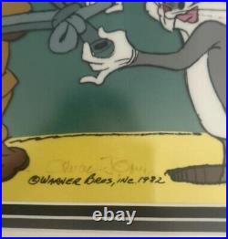 Warner Bros Elmer Fudd And Bugs Bunny Limited Edition Cel Signed By Chuck Jones