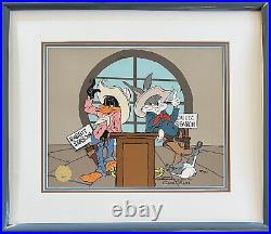 Warner Bros Original Cel Bugs Bunny Daffy Duck, The Showdown, Signed Chuck Jones