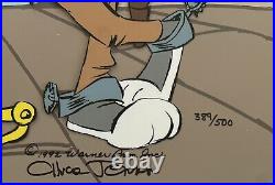 Warner Bros Original Cel Bugs Bunny Daffy Duck, The Showdown, Signed Chuck Jones