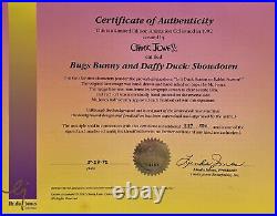 Warner Bros Original Cel Bugs Bunny Daffy Duck, The Showdown, Signed Chuck Jones
