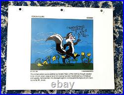 Warner Bros PEPE LE PEW Chuck Jones Pepe in Tulips Cell Art Limited Cel Signed
