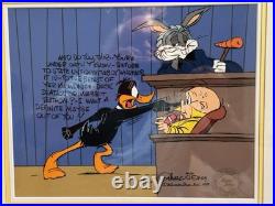 Warner Bros Signed Chuck Jones Cel Bugs Daffy Courtrooms Scene What's Theverdict