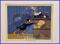 Warner Bros Signed Chuck Jones Cel Bugs Daffy Courtrooms Scene What's Theverdict