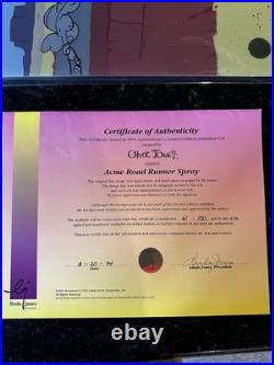 Warner Bros Wile E Coyote Acme Road Runner Spray Le Cel Signed Chuck Jones