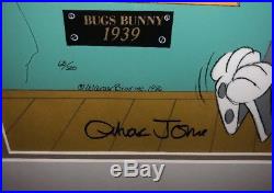 Warner Brothers Cel Bugs Bunny & Original Bugs Chuck Jones Signed 1986 Art Cell