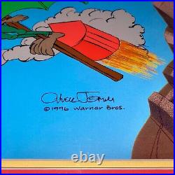 Warner Brothers Cel Daffy Duck Signed Chuck Jones Acme Splatman and Promo Card