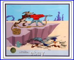 Warner Brothers Cel LE Chuck Jones Signed Wile E Coyote RoadRunner Cel