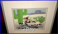 Warner Brothers Chuck Jones Signed RoadRunner Wile E Coyote Cel Baby Chase Cell