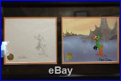 Warner Brothers-Daffy Duck 1/1 Original Drawing with Cel Signed By Chuck Jones