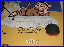 Warner Brothers Daffy Duck Cel Bow And Error Signed Chuck Jones Rare Cell