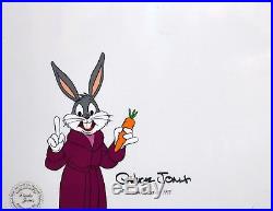 Warner Brothers Production Cel of Bugs Bunny Signed and Inscribed by Chuck Jones