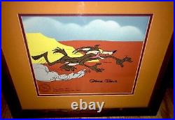 Warner brothers animation cel chuck jones signed wile e coyote hot pursuit rare