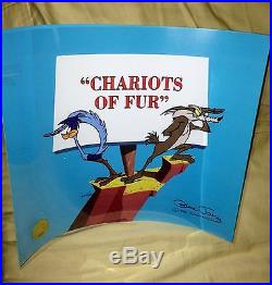 Warner brothers cel road runner chariots of fur signed chuck jones art cell
