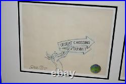 Wile E Coyote/Bugs Bunny 1 of 1 Cel+Drawing Framed +COA signed Chuck Jones